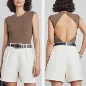 Megan Textured Open Back Bodysuit Who What Wear - NWT - Editor Approved